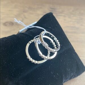 Kate Spade Full Circle Set Of 3 Stackable Silver Rings Size 6 NWT